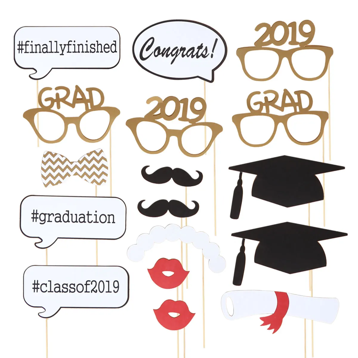 

17pcs Congrats Decorative 2019 Graduation DIY Photo Booth Favor Props Cardstock for Class of 2019 Graduation Party