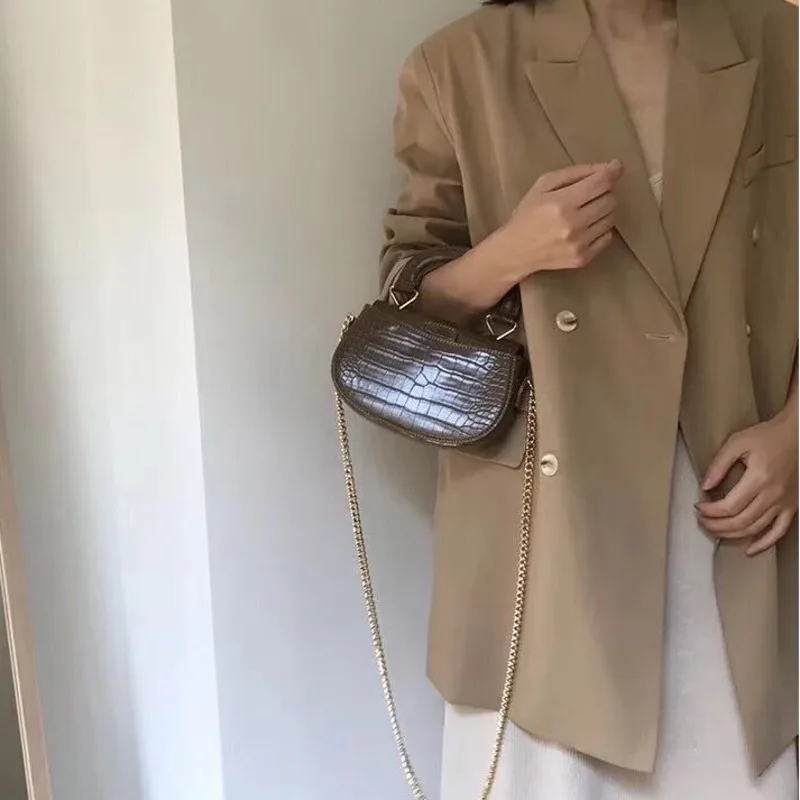

[BXX] 2020 Spring Summer Women's Alligator Pattern Single Shoulder Crossbody Chain PU Leather Bag All Match Handbag LM129