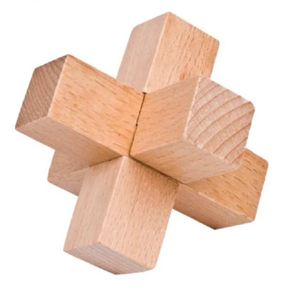 FBIL Square Mysterious Wooden Classic Genius Puzzles 3D Disentanglement