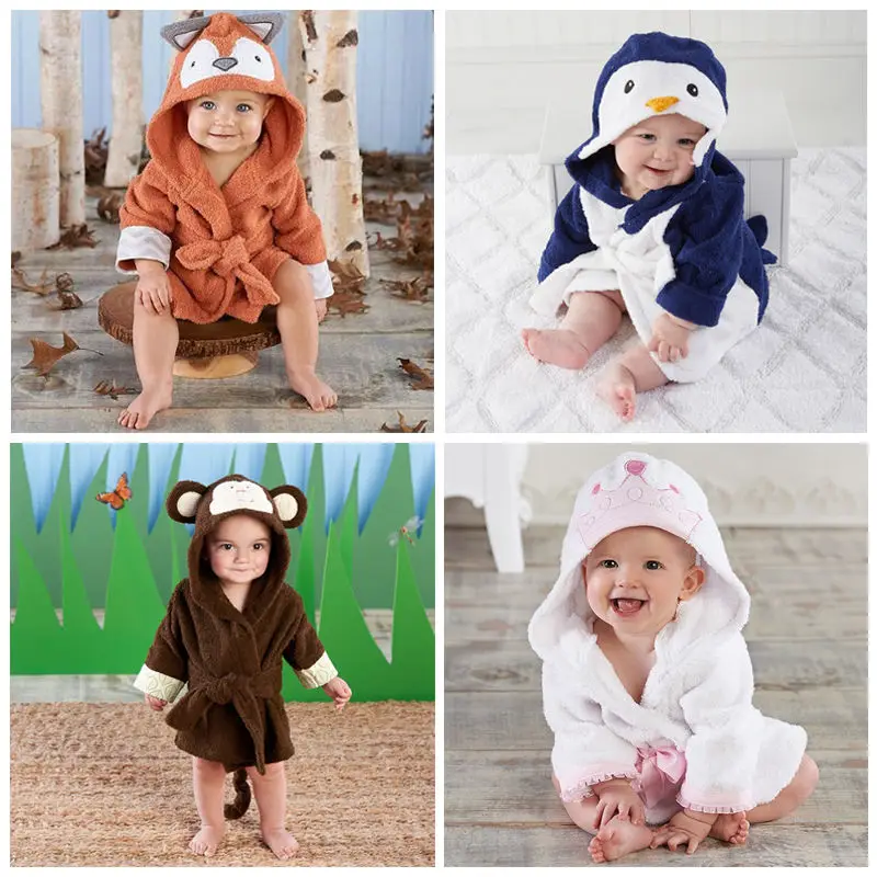 

Pudcoco Boy Girl Animal Baby Bathrobe Baby Hooded Bath Towel Infant Bathing Honey Baby