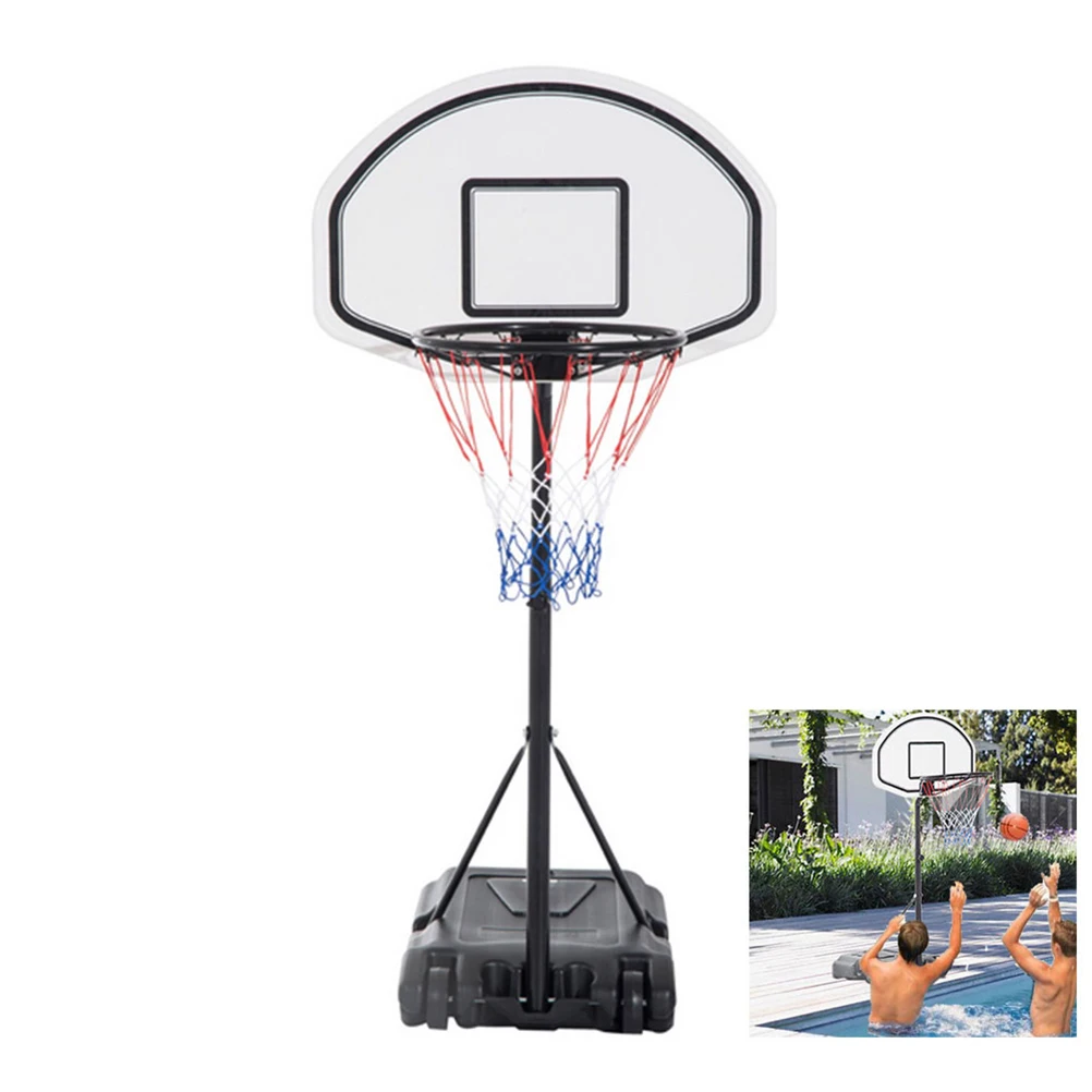 

Portable Movable Basketball Hoop Stand Backboard System Adjustable Height Poolside Basketball Stand
