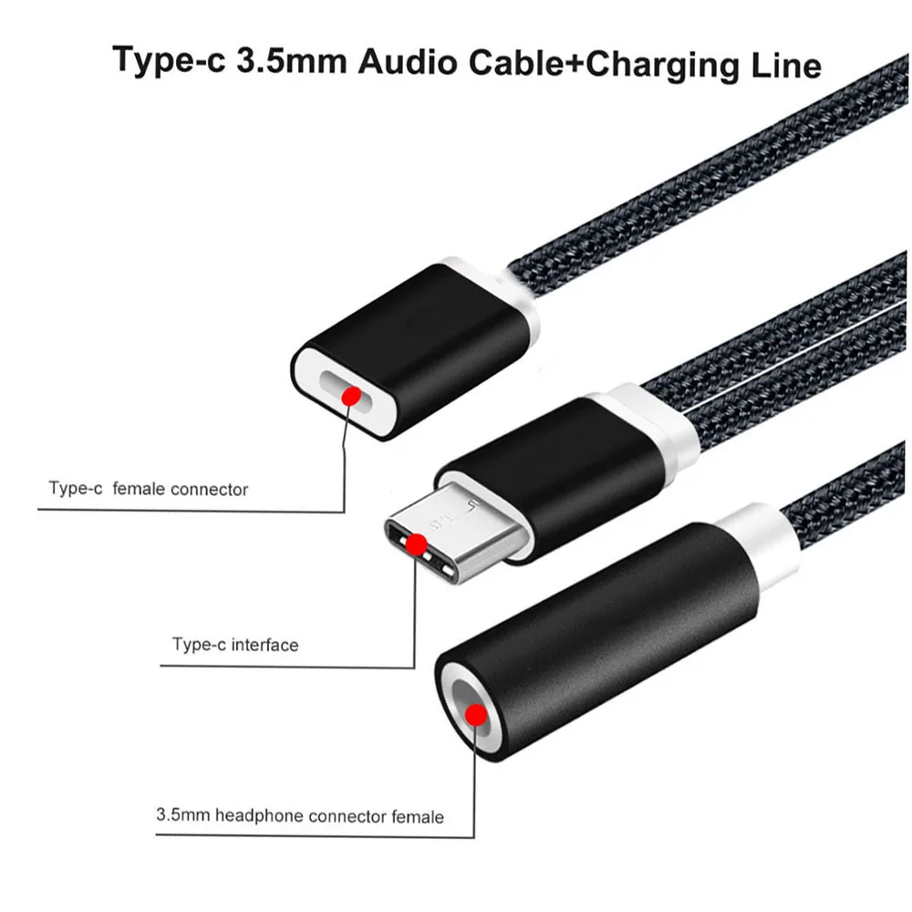 Bakeey 2 в 1 Тип C до 3,5 мм аудио разъем адаптер с зарядным кабелем adpter наушники музыкальный адаптер для huawei Xiaomi 8 mix3