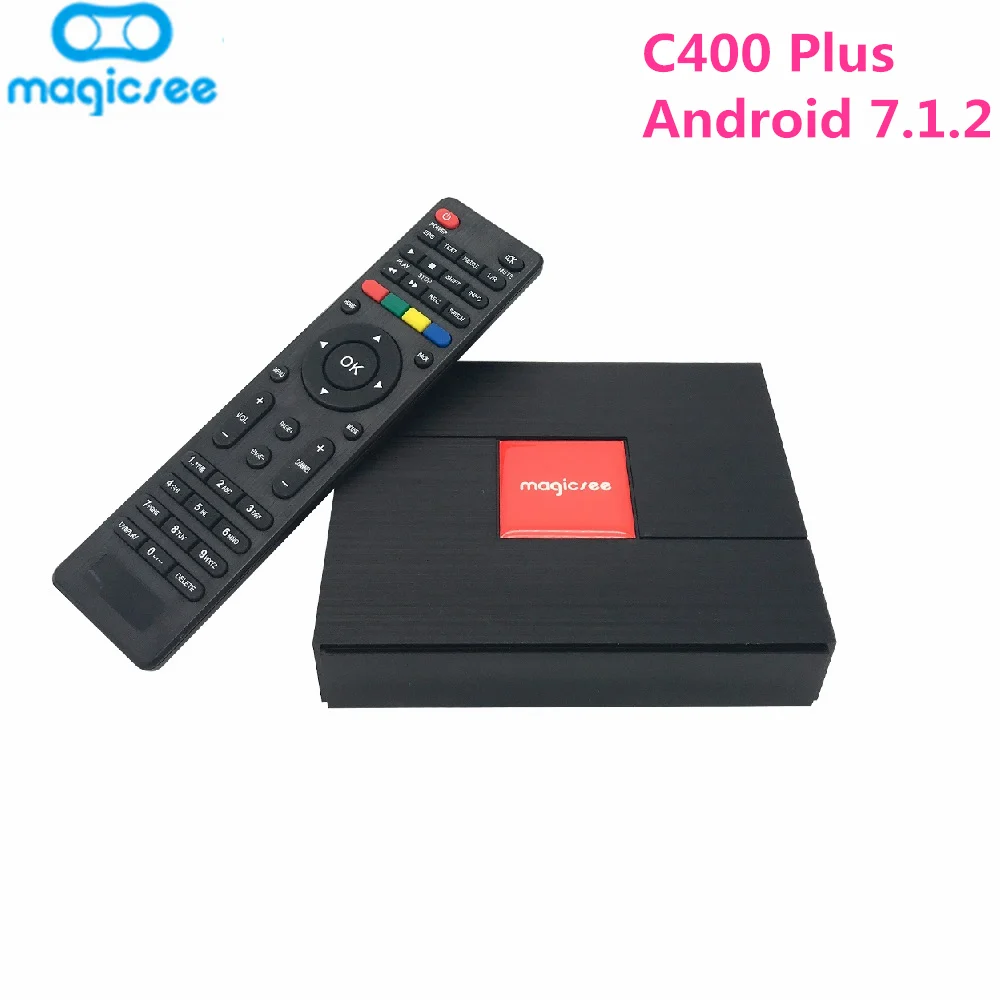 

Magicsee C400 Plus Hybrid S2 + T2 + C TV Box Amlogic S912 Android 7.1.2 3GB RAM 32GB ROM 2.4G+5G WiFi 100Mbps BT4.1 PVR