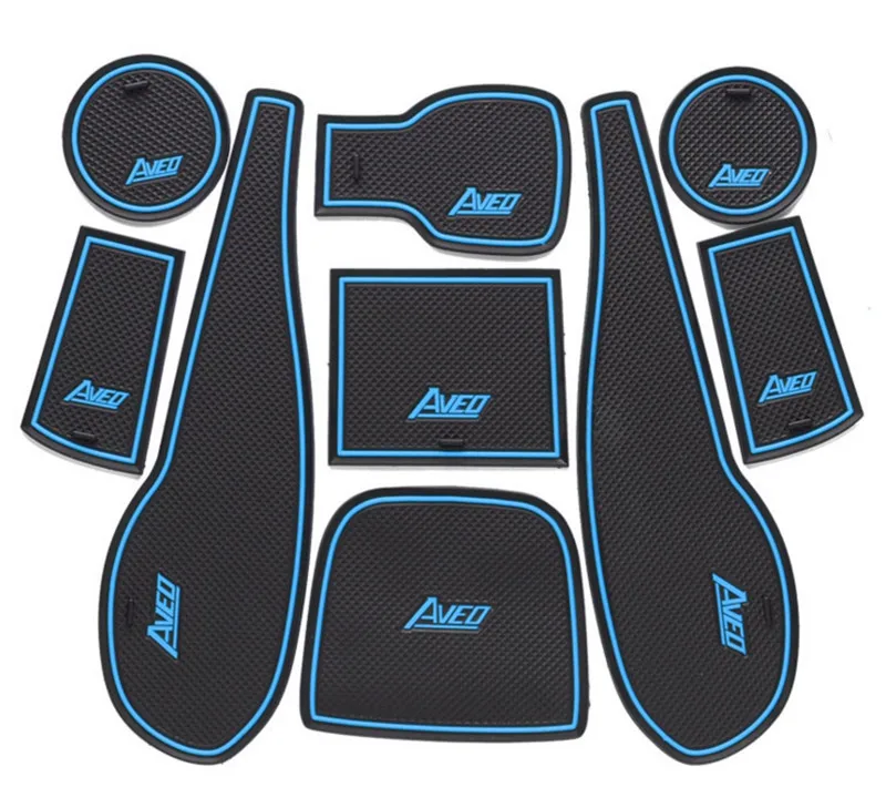 9Pcs Car Interior Gate Slot Mat Cup Holder Rubber Mat Door Groove Latex Mat Fit For AVEO 2011
