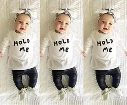 2016 футболка с буквенным принтом для новорожденных мальчиков и девочек топы + кожаные штаны комплект одежды из 2 предметов 2019