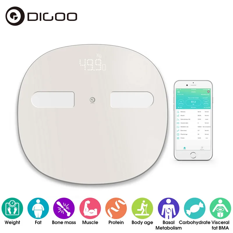 

Digoo DG-SO38H 180Kg Body Fat Scale Smart Electronic LED Digital Weight Bathroom Balance Bluetooth APP Monitor For Get Fit App