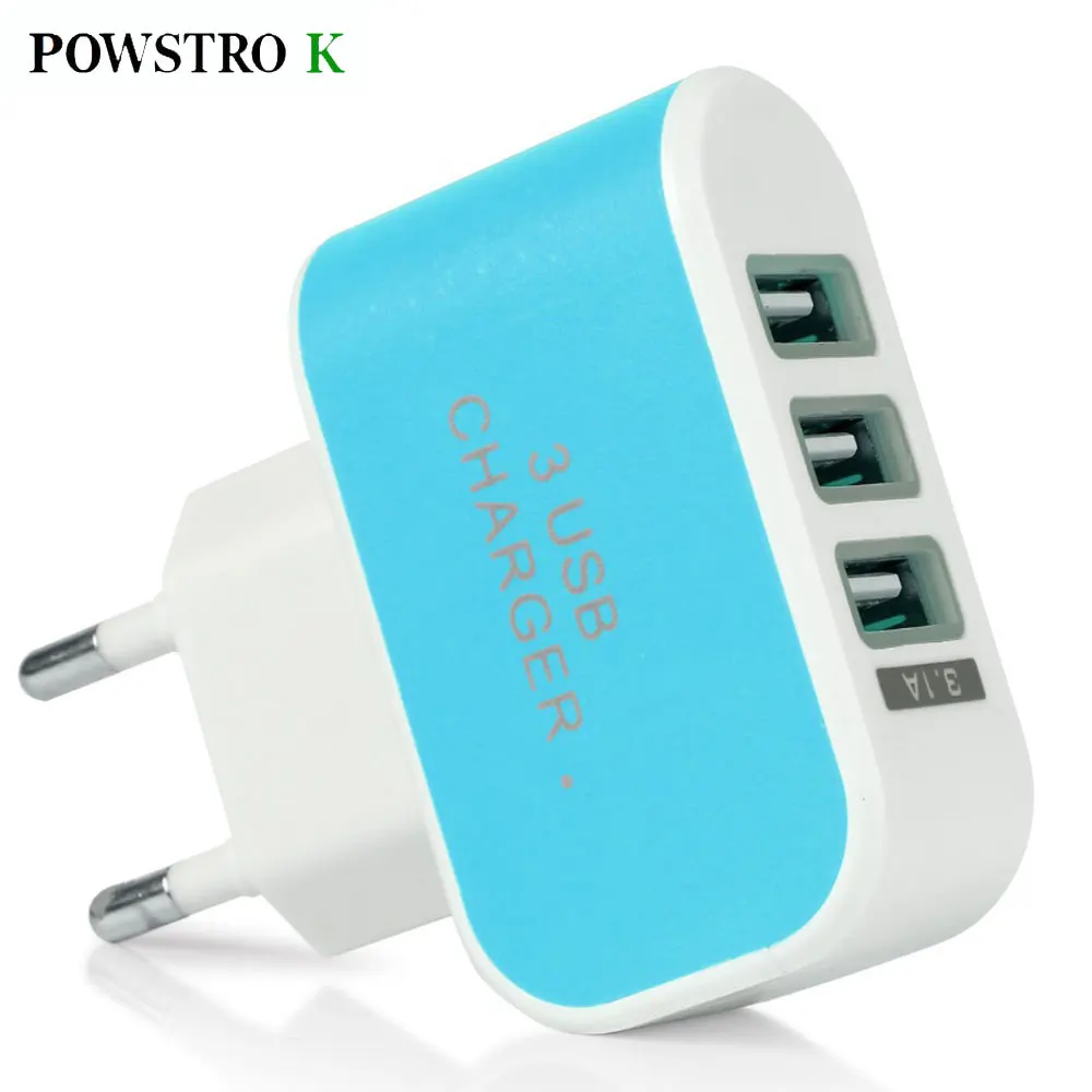 Универсальное домашнее настенное зарядное устройство POWSTRO K 3 USB А адаптер для iPhone