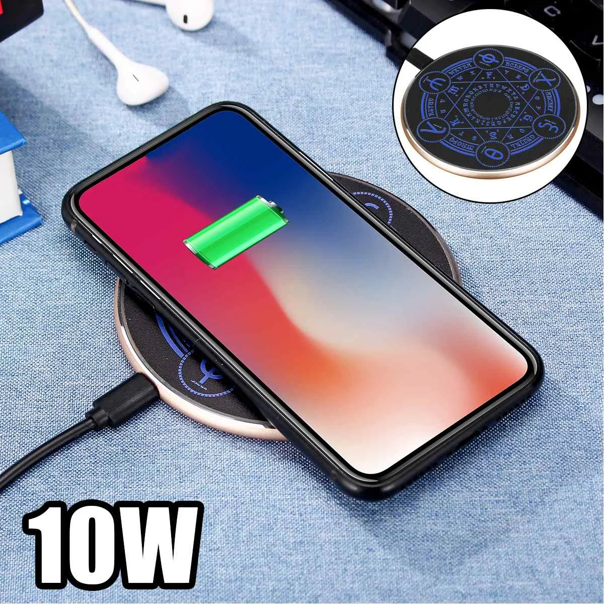 

Wireless Fast Charger Circle Magic Optical Array Qi Fast Phone Charging Station Pad Universal For iPhone 8P XS XR MaxFor Samsung