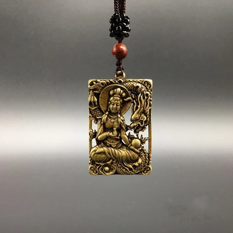 Коллекционные китайские латунные Резные Kwan-Yin Bodhisattva guan yin изысканные маленькие подвесные статуи