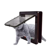 4 vías con cerradura perro gato gatito seguridad de puertas solapa Puerta de plástico ABS S/M/L animales Gato perro puerta para mascotas