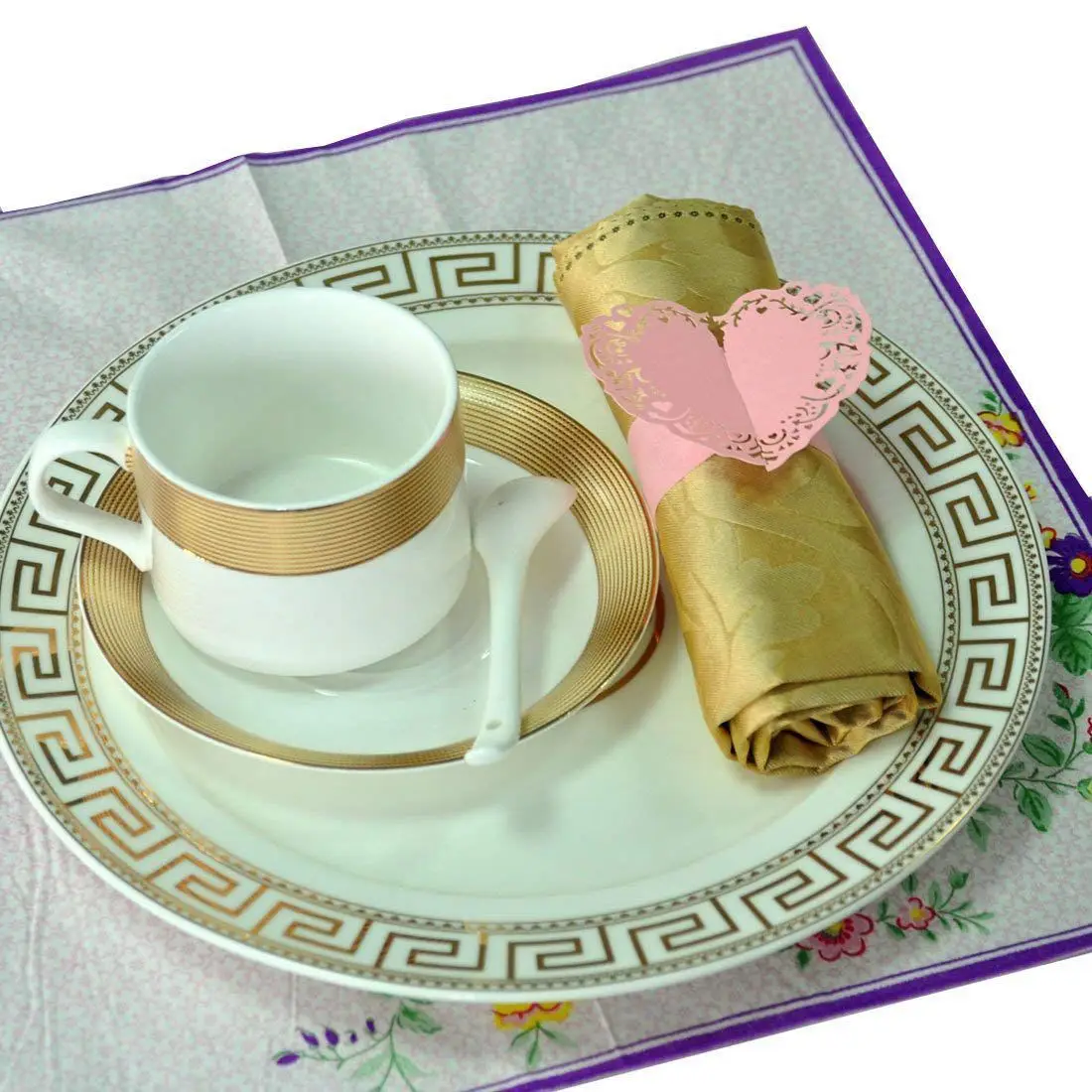 New 50pcs круглое кольцо Салфетка сердце бумага украшение стол для свадьбы