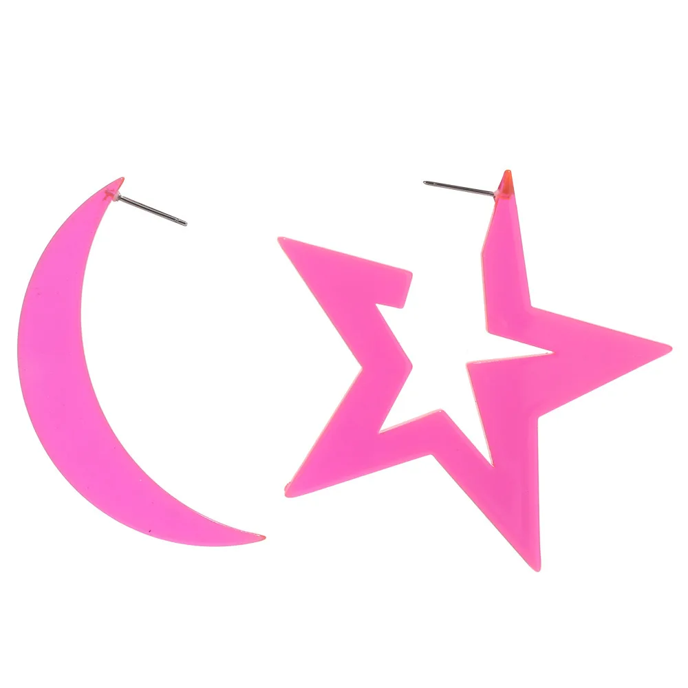 

80s Neon Earrings Star Moon Acrylic Earrings for Women Girls