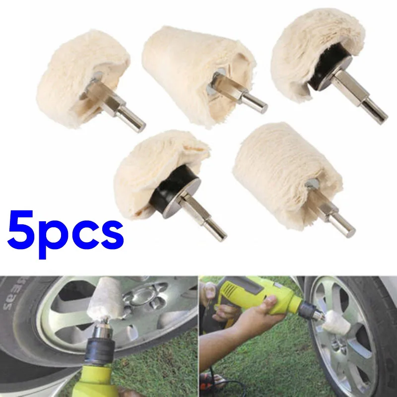 

5PCS Soft Lint Polishing Buffing Wheel Mop Pad Compound Rotary Drill Attachment