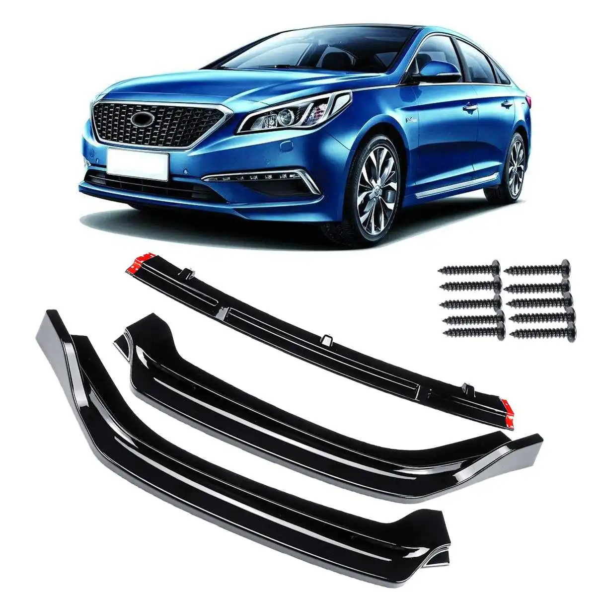 3 unids/set parachoques delantero del coche borde de la cubierta del labio para Hyundai Sonata híbrido 2018 piezas exteriores Auto brillo negro ABS frontal parachoques 3 unids/set parachoques delantero del coche borde de la cubierta del labio para Hyundai Sonata híbrido 2018 piezas exteriores Auto brillo negro ABS frontal parachoques