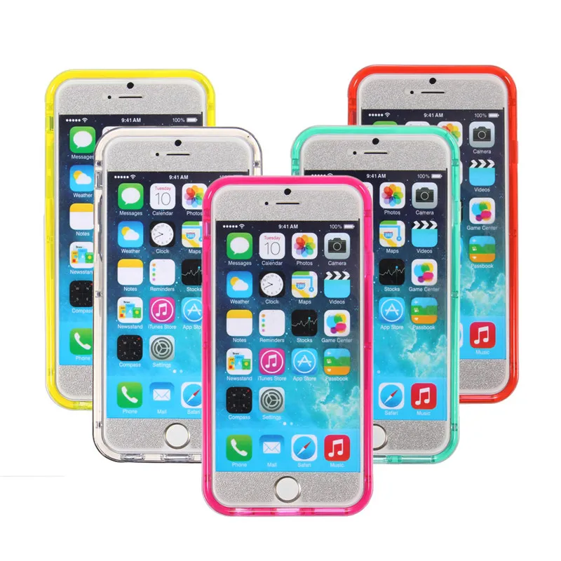 

1Pcs LED Flash Light UP Remind Incoming Call PC TPU Back Cover Phone Case Skin Shell For iPhone 6 6s 4.7 Inch Protector