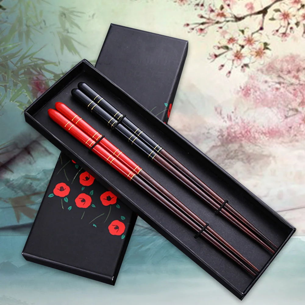 

Hot New 2 Pairs Japanese Korean Reusable Chopsticks Natural Beech Wood Chopsticks Chinese Set Handmade Gift Pack