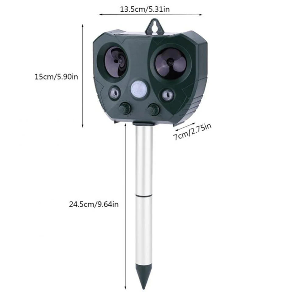 Ultrasonic Pest And Rodent Repeller Mice/Rat Mouse Solar Bird Repeller Scarer PIR Sensor Cat/Dog/Fox/Snake etc. Animal Keep Away