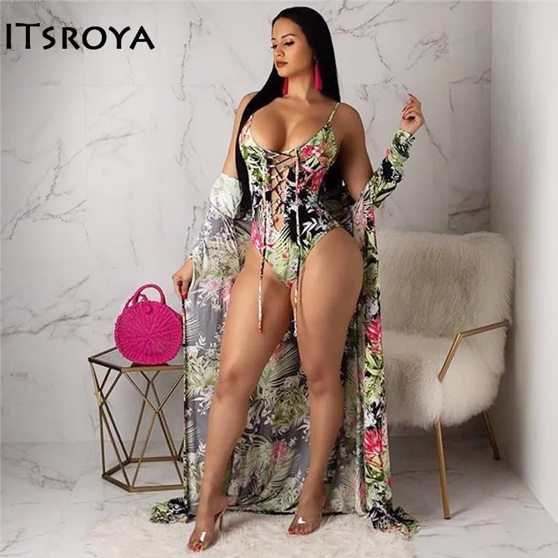 

New 2019 Bandage Swimwear Women Sexy 2 Two Piece Swimsuit Floral Print Monokini Swimsuit Beach Wear Bathing Suit Bodysuit Swim
