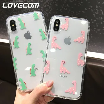 

LOVECOM Cute Cartoon Dinosaur Cases For iPhone 11 Pro Max XS Max XR XS X 6 6S 7 8 Plus Soft TPU Transparent Phone Back Cover Coq