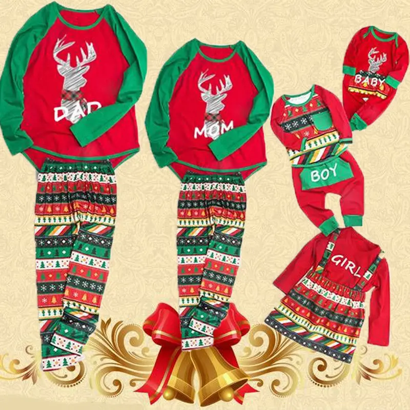 

Christmas Family Women Men Kids Baby Sleepwear Pajamas Set Deer Cotton Pyjamas Outfits New Casual Xmas PJS Sets