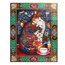 Фото на заказ! Красочный Кот алмаз особенной формы картина кристальная вышивка ручной работы