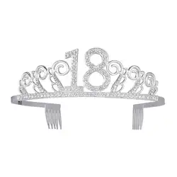 Новый День рождения корона цифровой шляпа со стразами аксессуары для волос невесты Нарядная повязка на голову 18th тиара на день рождения