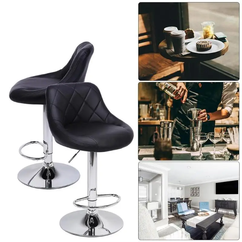 

2pcs Adjustable Backrest Bar Chair Office Cafe Furniture Kit Rotation Stool