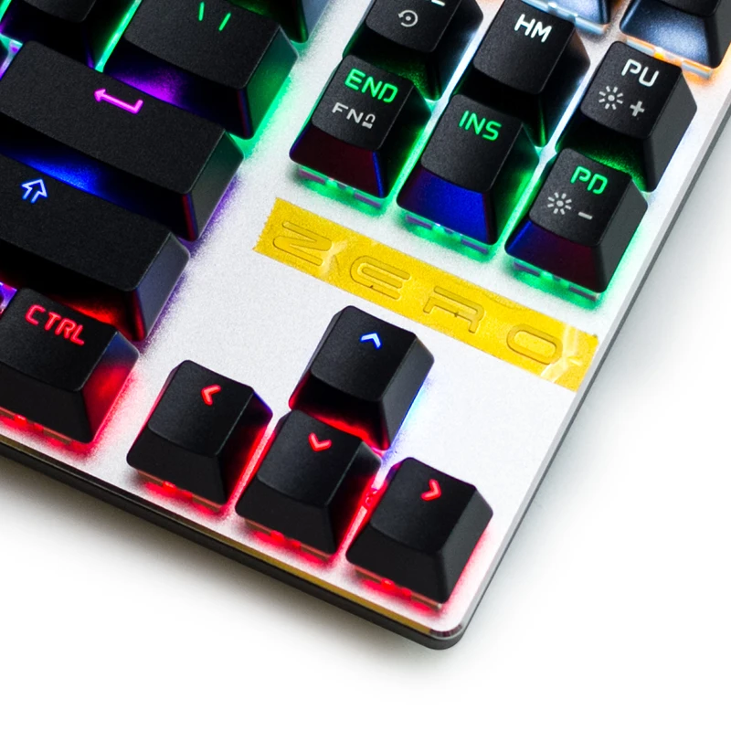 METOO ZERO русский сменный светодиодный с цветной светящейся подсветкой мультимедийная эргономичная игровая клавиатура