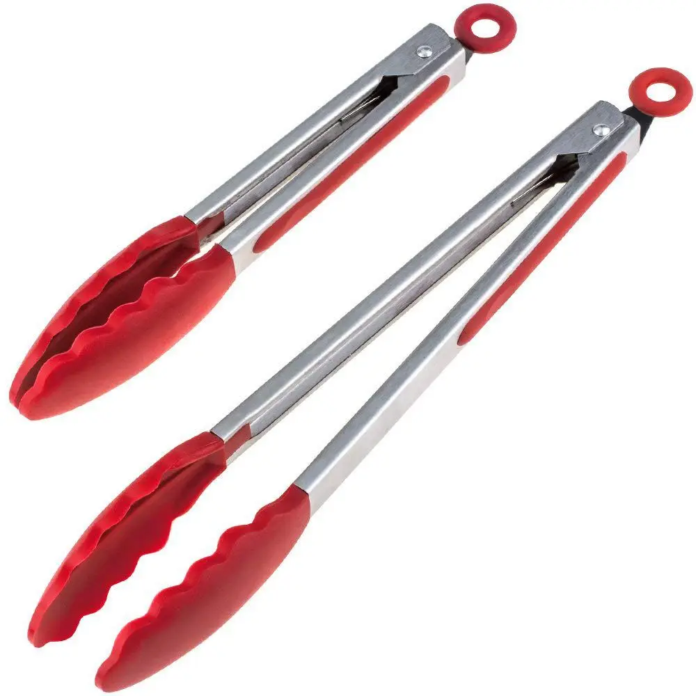 2 pcs professional kitchen tongs BBQ tongs for chefs, bakery tongs