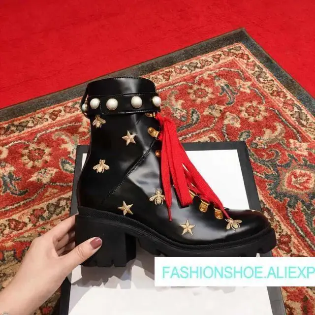 

Newest Woman Winter Boots Genuine Cow Leather Lace Up Casual Boots Square High Heels Ankle Boots Design Runway Boots Woman Tide