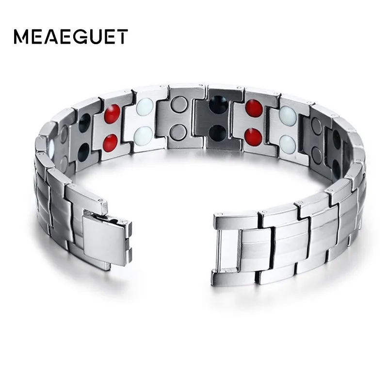 

Stainless Steel Bracelet For Men Germanium Therapy Bio Magnetic Bracelet Health Care Elements Chiristmas Days Gifts 8.5