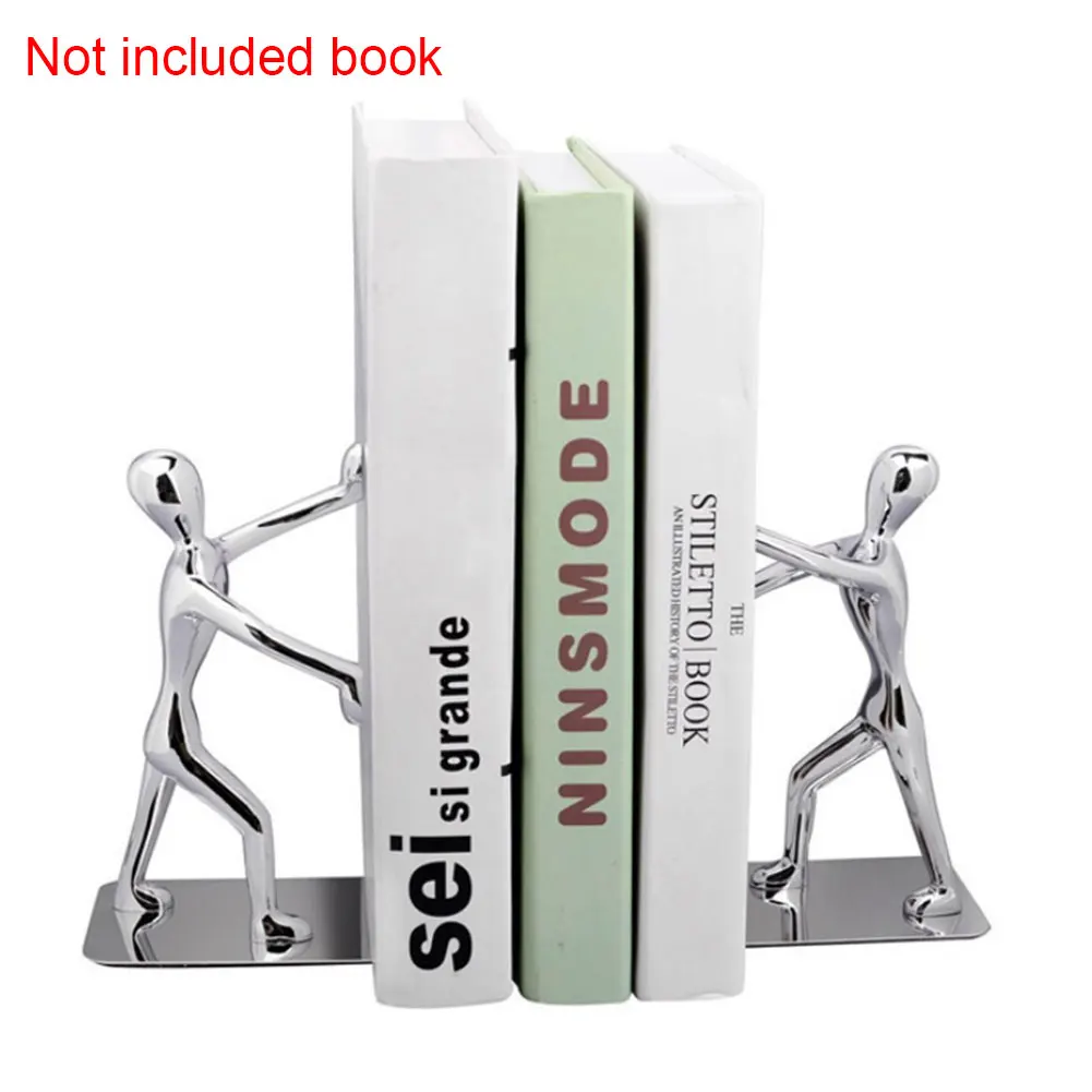 

1 Pair Silver Novelty Office Kung Fu Gift Organizer Table Decoration Documents Keeper Stationery Home Shelf Metal Bookend