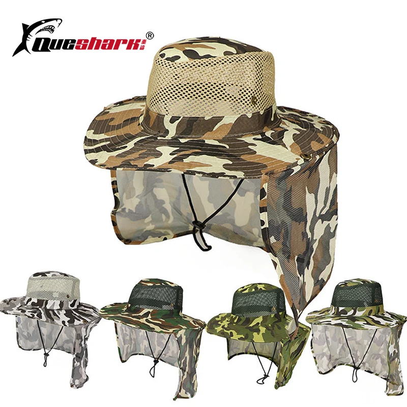 

Queshark Outdoor Sport Sunshade Camping Hiking Visor Hat UV Protection Face Neck Cover Sun Protect Fishing Cap