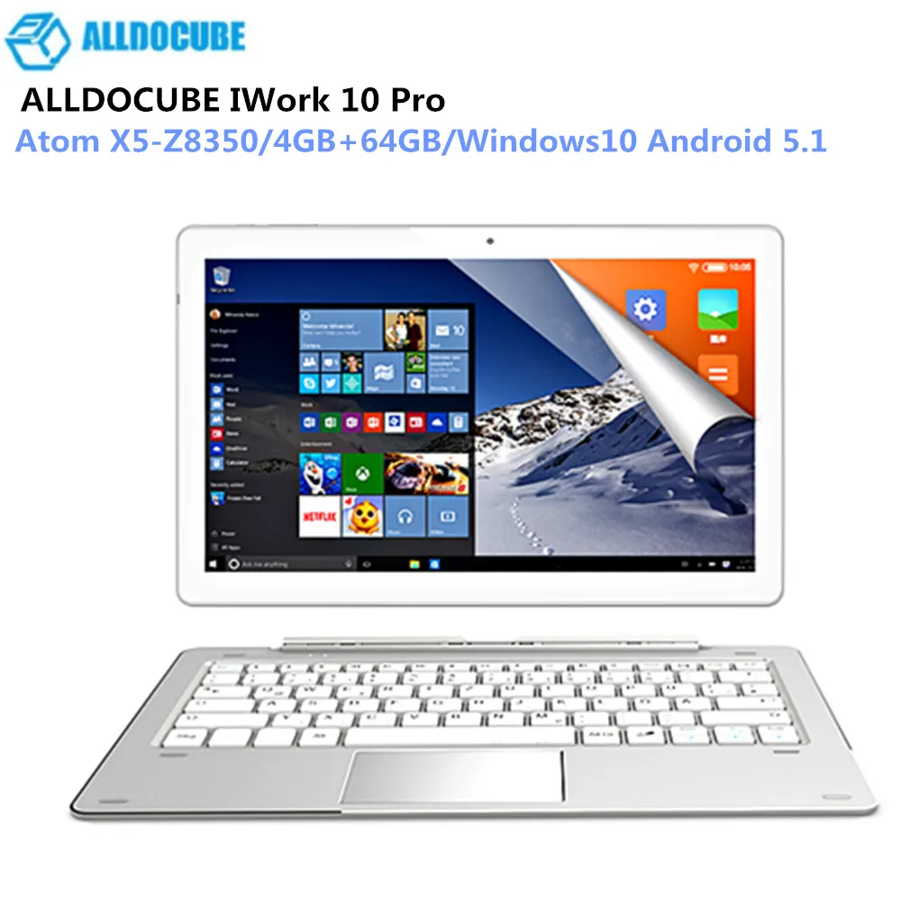 

ALLDOCUBE IWork 10 Pro 2 Inch 1 Tablet PC Intel Atom X5-Z8350 Windows10 Android 5.1 4GB Ram 64GB Rom 1920*1200 IPS 10.1 Inch