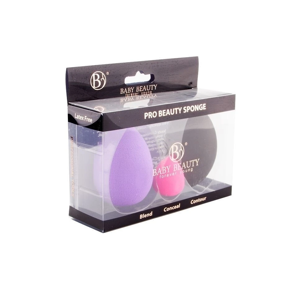 3 Pc Beauty Makeup Black/Pink Sponge Blender Flawless Latex Free Foundation Puff | Красота и здоровье