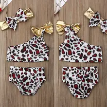 Набор бикини с леопардовым узором для малышей, Детские купальники для девочек, купальник, бикини, купальный костюм, летняя детская одежда для пляжа