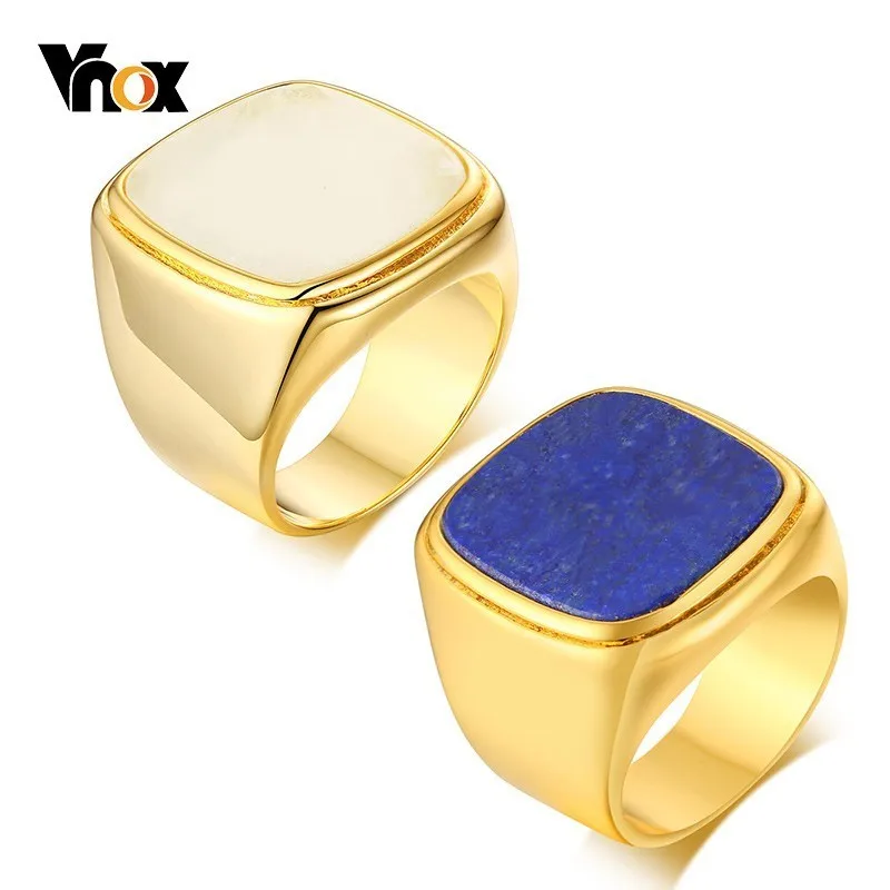 

Vnox Women's Retro Signet Rings Gold Tone Big Stone Party Rings for Female Tribal Ceremony Anel Jewelry
