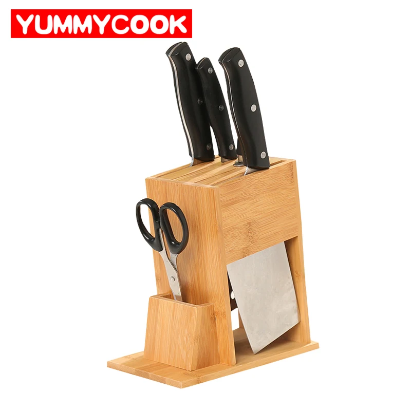 

Kitchen Bamboo Knife Rack Storage Organizer Draining Holder Stand Block Tool Kitchen Movable Shelf Accessories Supplies Stuff