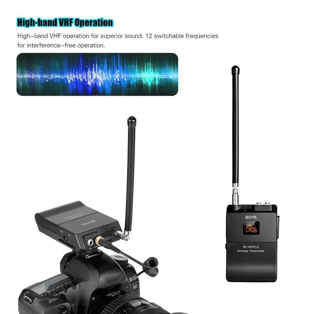 Беспроводной микрофон BOYA BY WFM12 VHF приемник передатчик + всенаправленный петличный