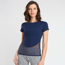 Пикантные сетчатые Йога Топ, рубашка для женщин быстросохнущая Активный бег рубашка Activewear Спорт Джерси для спортзала костюмы футболки