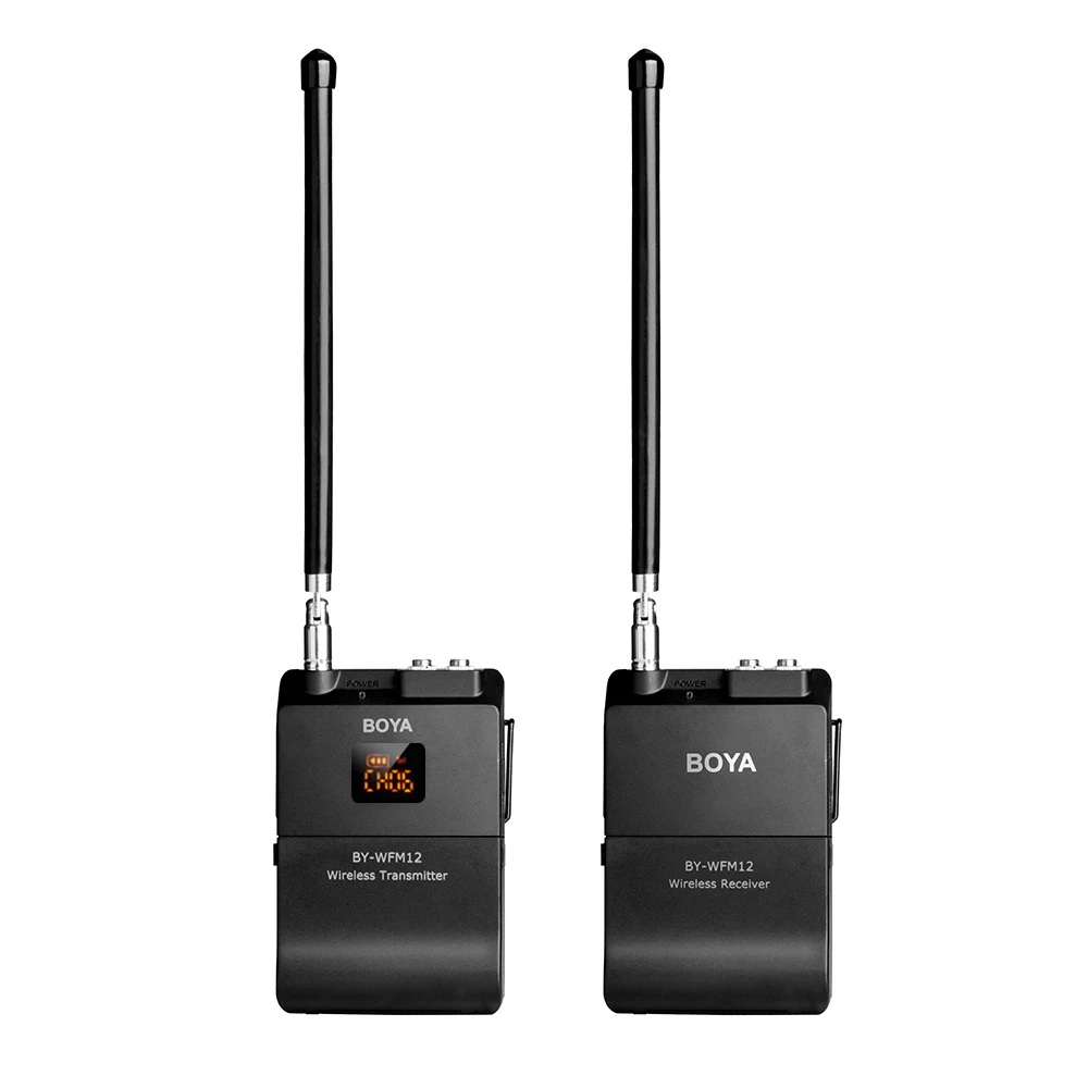 BOYA BY WFM12 VHF Wireless Microphone System Transmitter Receiver Omni directional Lavalier Mic