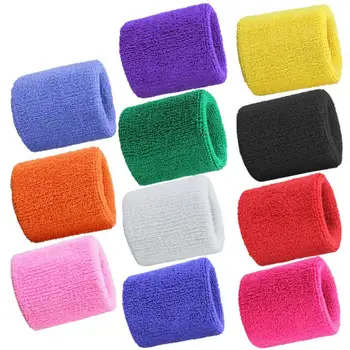 

NEW 2PCS Colorful Cotton Unisex Sport Sweatband Wrist Protector Running Badminton Basketball Cloth Sweat Band