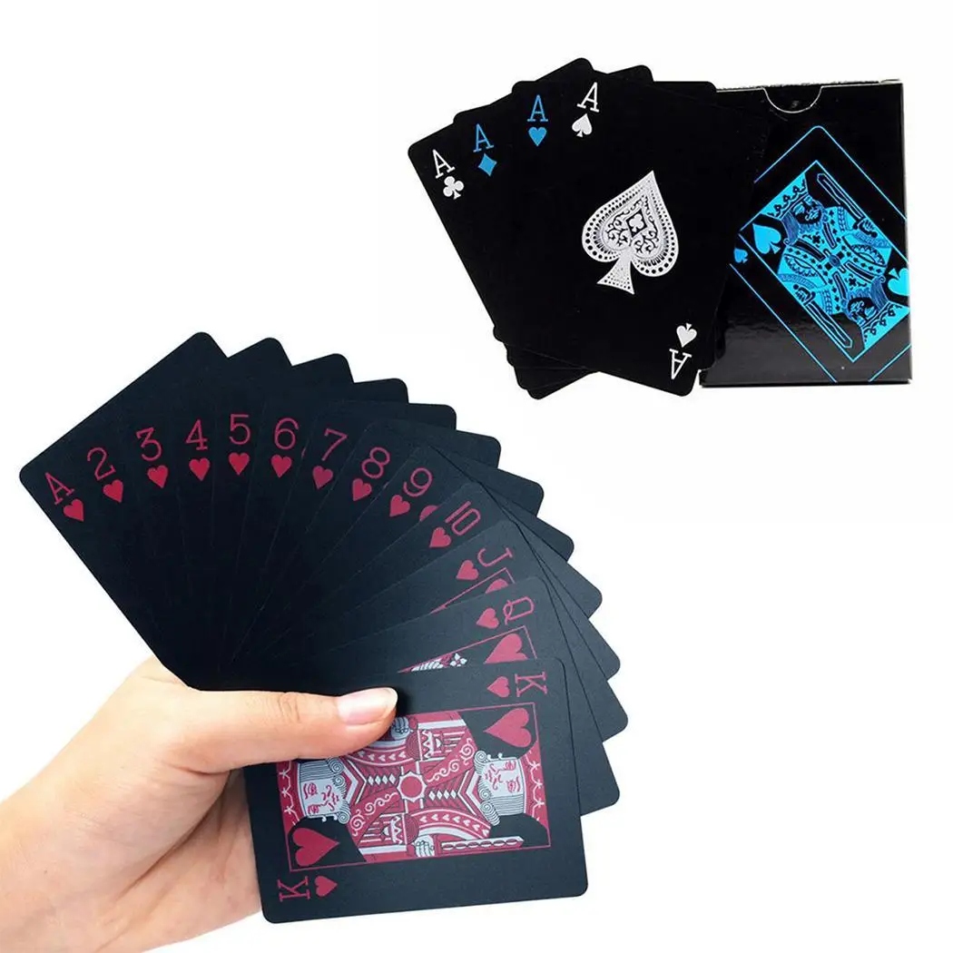 Beste Kwaliteit Waterdichte PVC Plastic Speelkaarten Set Trend 54 stks Deck Poker Klassieke Goocheltrucs Tool Pure Black Magic Box verpakt