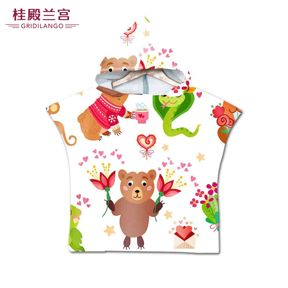 

GRIDILANGO Kids Cute Cartoon Panda Bear Hooded Cloak Bath Towels Printed Animal Microfiber for Boys Girls Swimming Beacth Towel