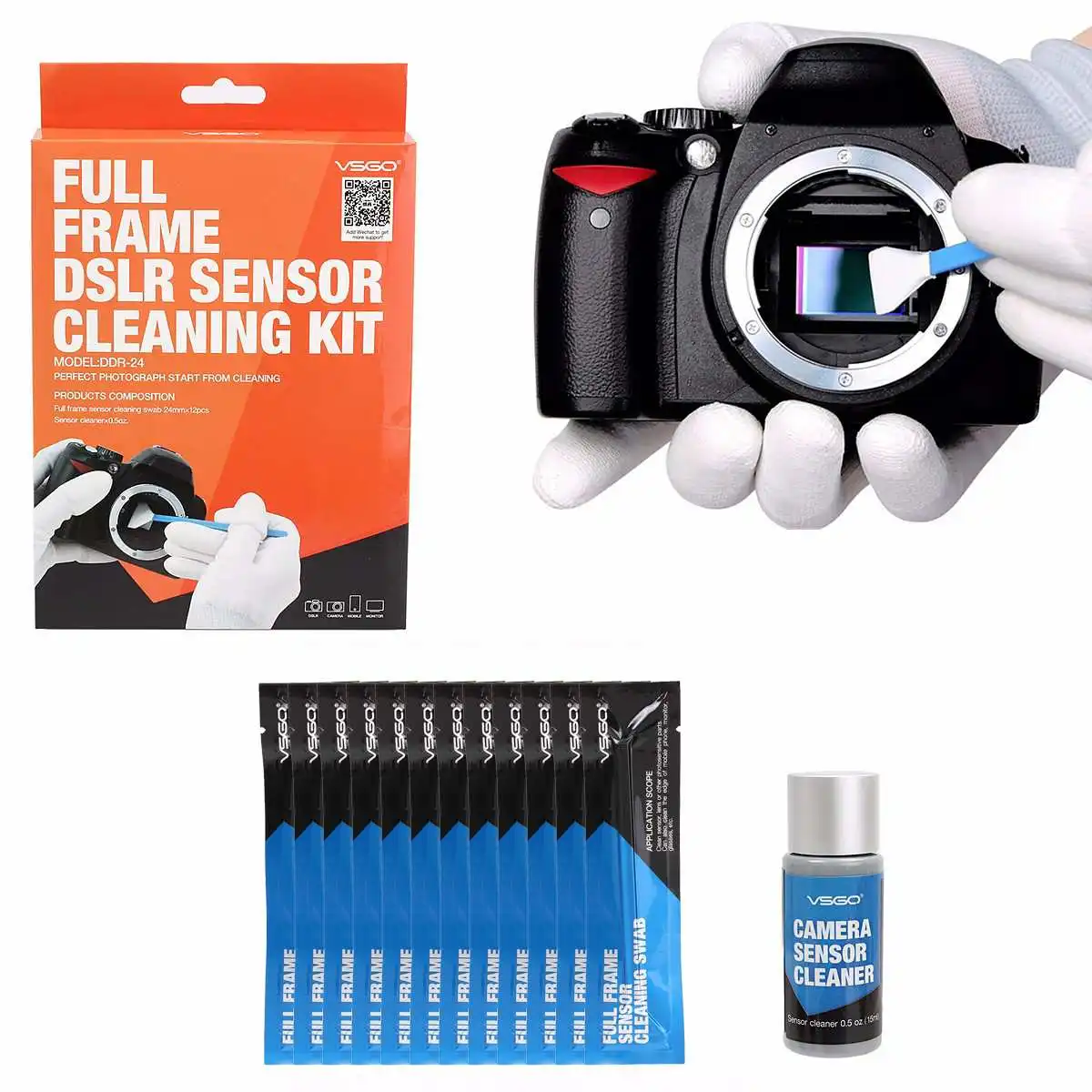 

Full Frame DSLR SLR Camera Cleaning Sensor CCD/CMOS Cleaning Kit VSGO DDR-24 for Digital Cameras Matrix Clean