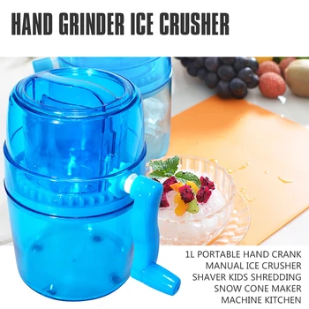 

1L Portable Hand Crank Manual Ice Crusher Shaver Kids Shredding Snow Cone Maker Machine Kitchen
