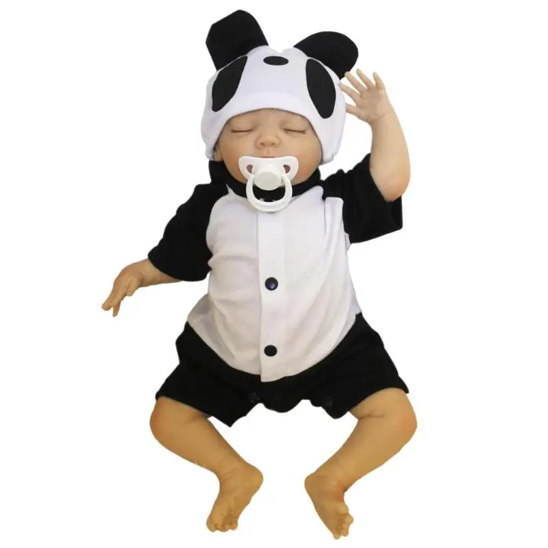 

NPK 48cm Panda Cloth Cotton Simulation Doll Lifelike Vinyl Reborn Baby Doll Wholesale Gift Christmas Cute Baby