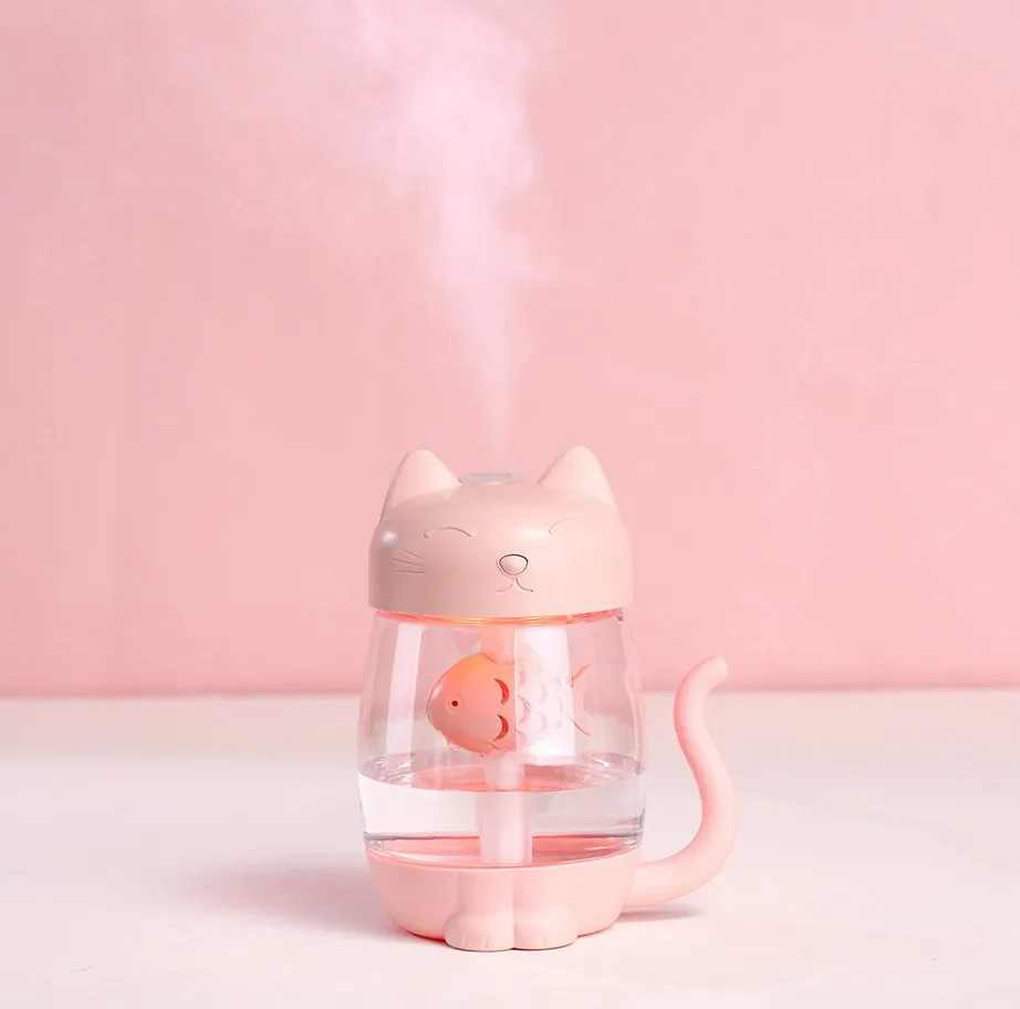 Online 3 In 1 USB Katze Luftbefeuchter Mini Luftbefeuchter 350ml Ätherisches Öl Diffusor Purifier Zerstäuber mit LED Licht Fan für Home Office