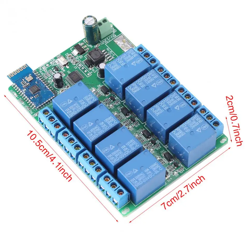 Беспроводной релейный DC 5V 8-канальный сетевой видеорегистратор релейная плата Bluetooth задержки, релейный коммутационный модуль для телефонов на базе Android с Bluetooth