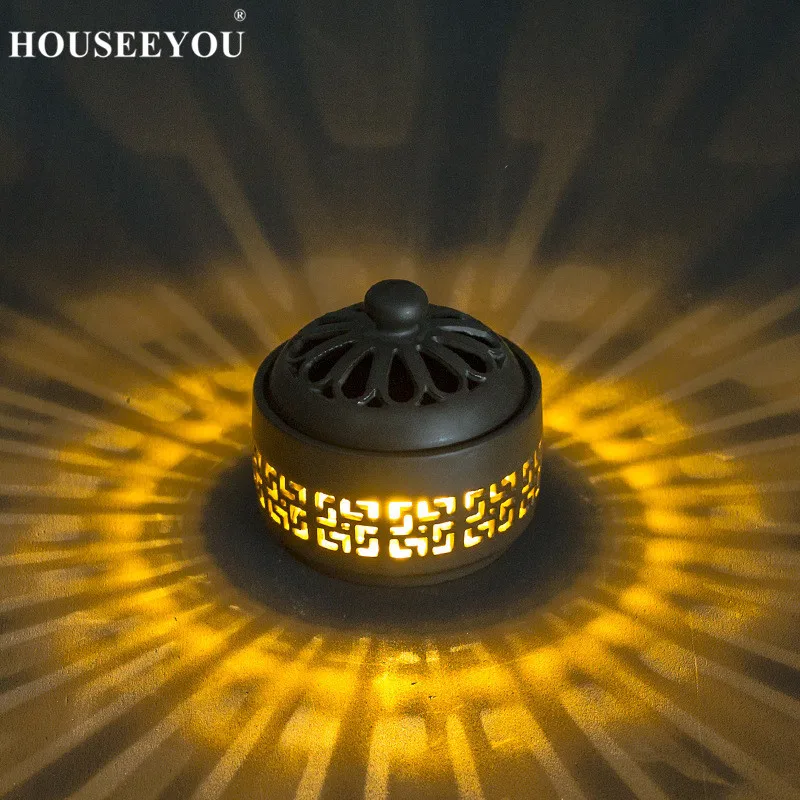 Креативный спиральный ладан горелка с светодиодный ночник домашний декор сандаловое дерево Арома Joss Censer ручной работы использование в домашнем офисе чайная комната